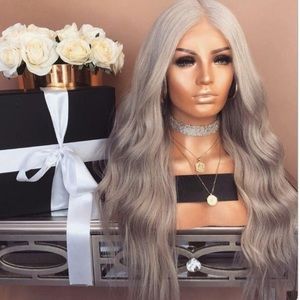 Platinum silver 140% long bob wig